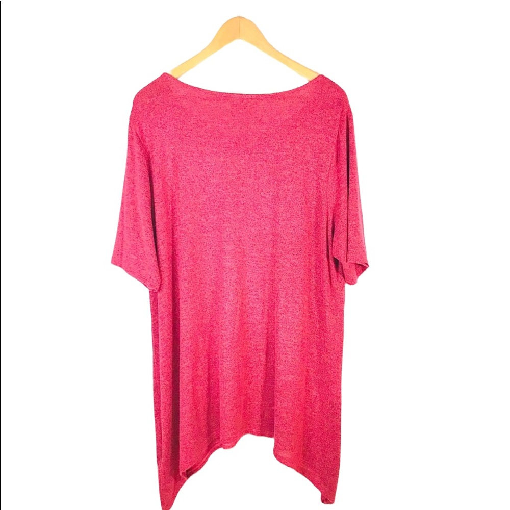 Ruby Rd Plus Size 1X Pink Embellished Handkerchief Hem Top Bling Tunic - Picture 7 of 8